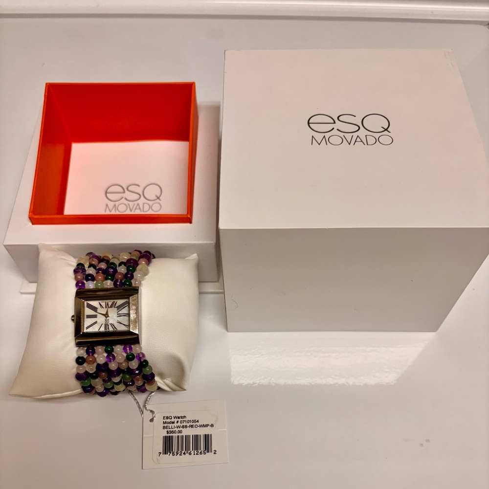 ESQ MOVADO Belli Watch with Multicolor Beaded Strap (NEW)